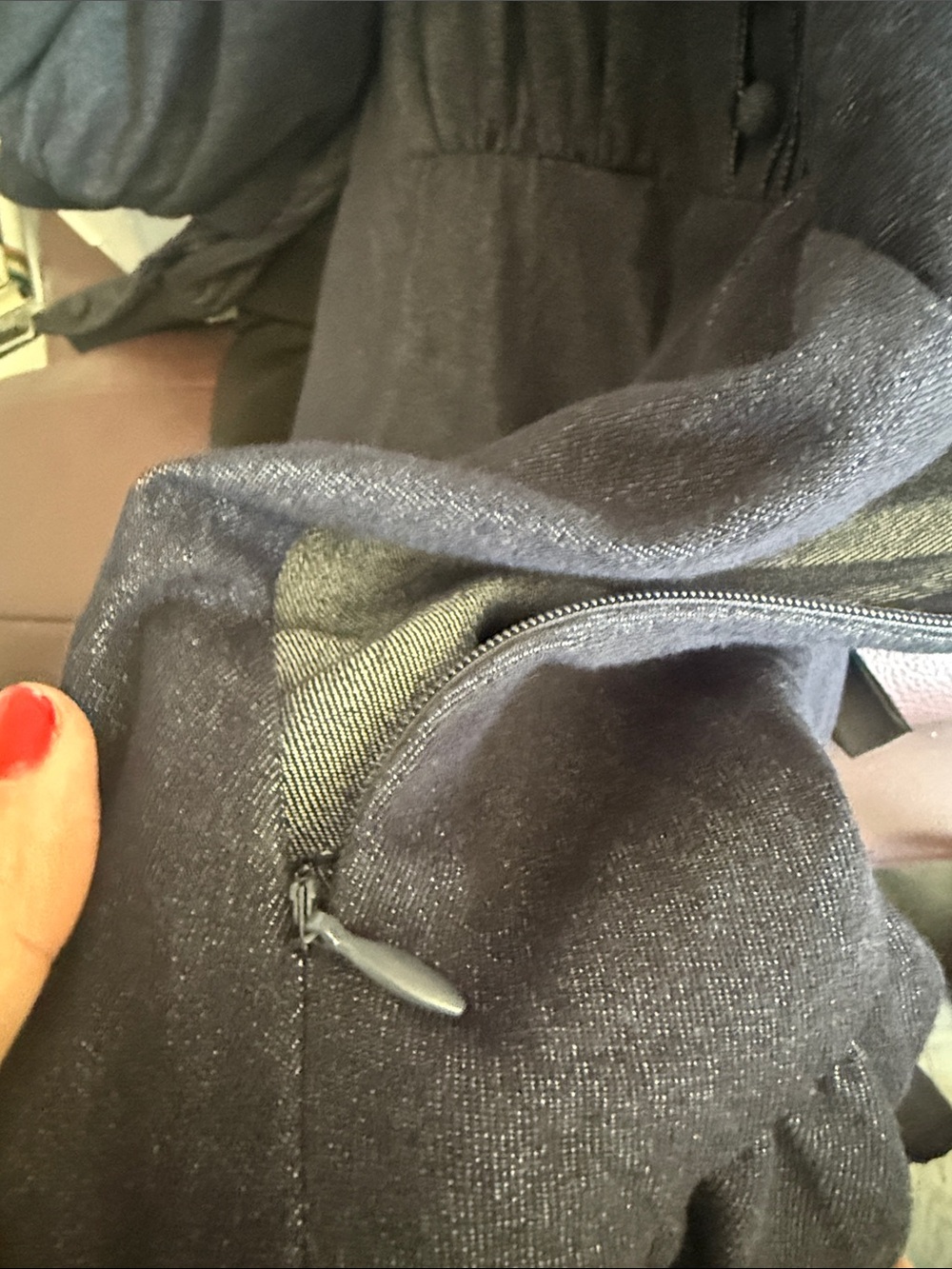 Commense Navy Long Sleeve Jean Tiered Mini Dress - Picture 10 of 12